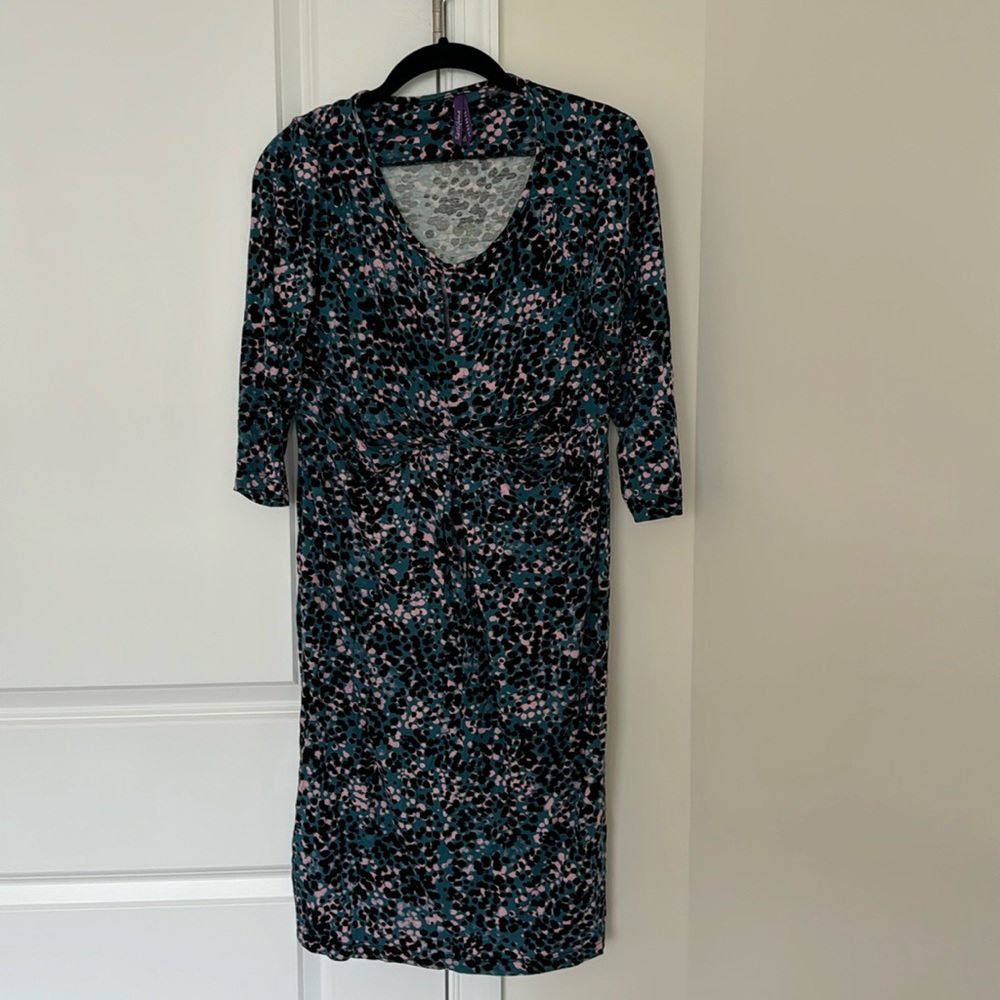 Seraphine Teal, Black & Pink Maternity Dress
